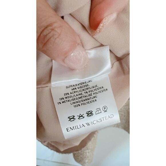 Emilia Wickstead DENVER DRESS IN BEIGE AND SILVER JACQUARD TWEED US6 - Picture 11 of 12